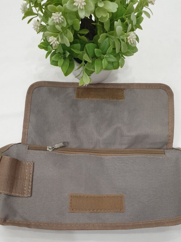 Ihram Belt – Nylon with Brown Trim & Grey Base (3 Pockets, Hidden Compartment) - Image 3