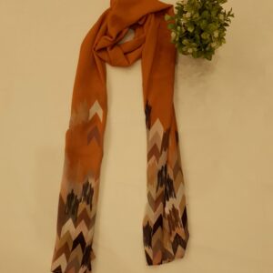 Dull Orange - Arrow Stroke Stole –  Georgette | Lightweight & Artistic | 70' x 26'