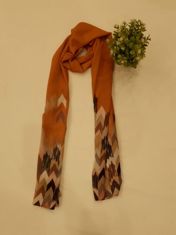 Dull Orange - Arrow Stroke Stole –  Georgette | Lightweight & Artistic | 70' x 26'
