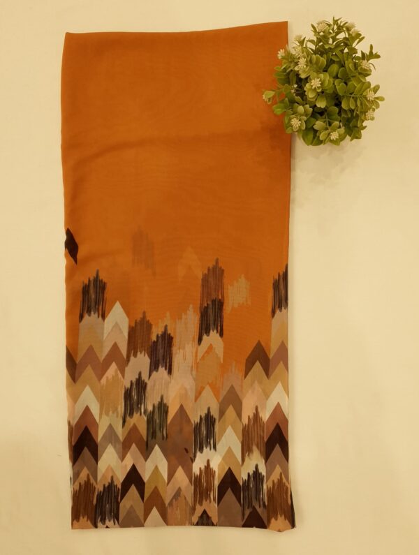 Dull Orange - Arrow Stroke Stole –  Georgette | Lightweight & Artistic | 70' x 26' - Image 2