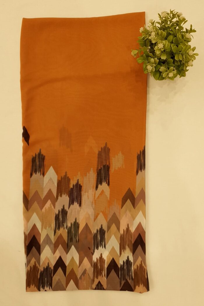 Alternative view of Dull Orange - Arrow Stroke Stole –  Georgette | Lightweight & Artistic | 70' x 26'