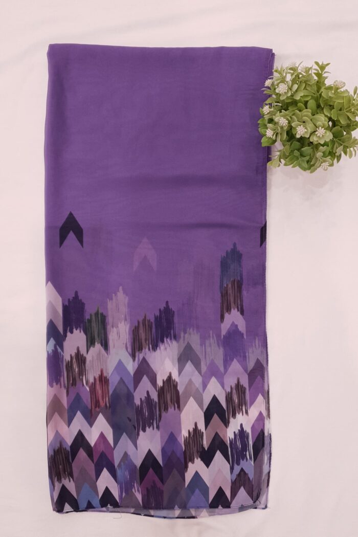 Alternative view of Jamni - Arrow Stroke Stole – Georgette | Lightweight & Artistic | 70' x 26'