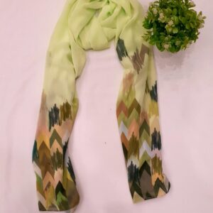 Lemon Green - Arrow Stroke Stole – Georgette | 70" x 26" | Lightweight & Artistic