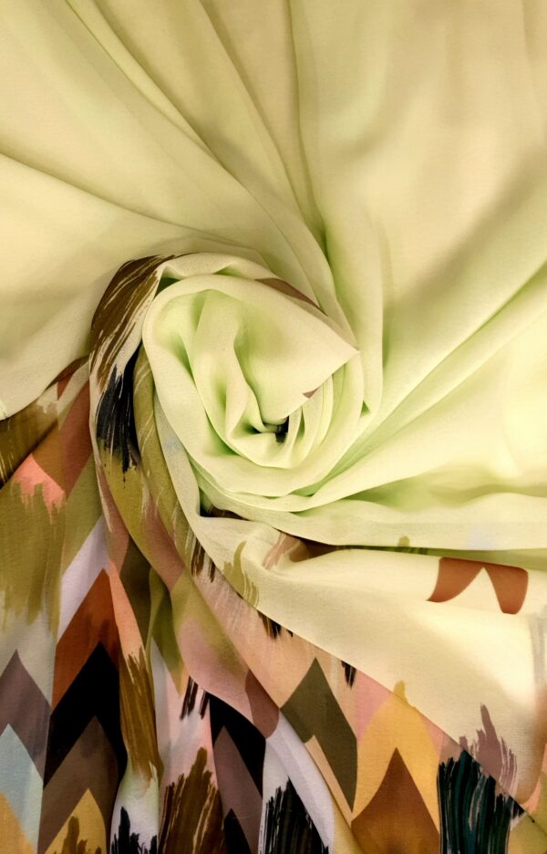 Lemon Green - Arrow Stroke Stole – Georgette | 70" x 26" | Lightweight & Artistic - Image 3