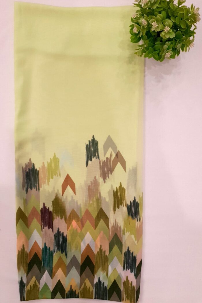 Alternative view of Lemon Green - Arrow Stroke Stole – Georgette | 70" x 26" | Lightweight & Artistic