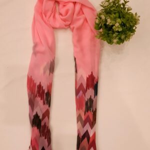 Shocking Pink - Arrow Stroke Stole – Georgette | 70" x 26" | Bold & Artistic
