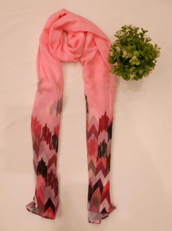 Shocking Pink - Arrow Stroke Stole – Georgette | 70" x 26" | Bold & Artistic