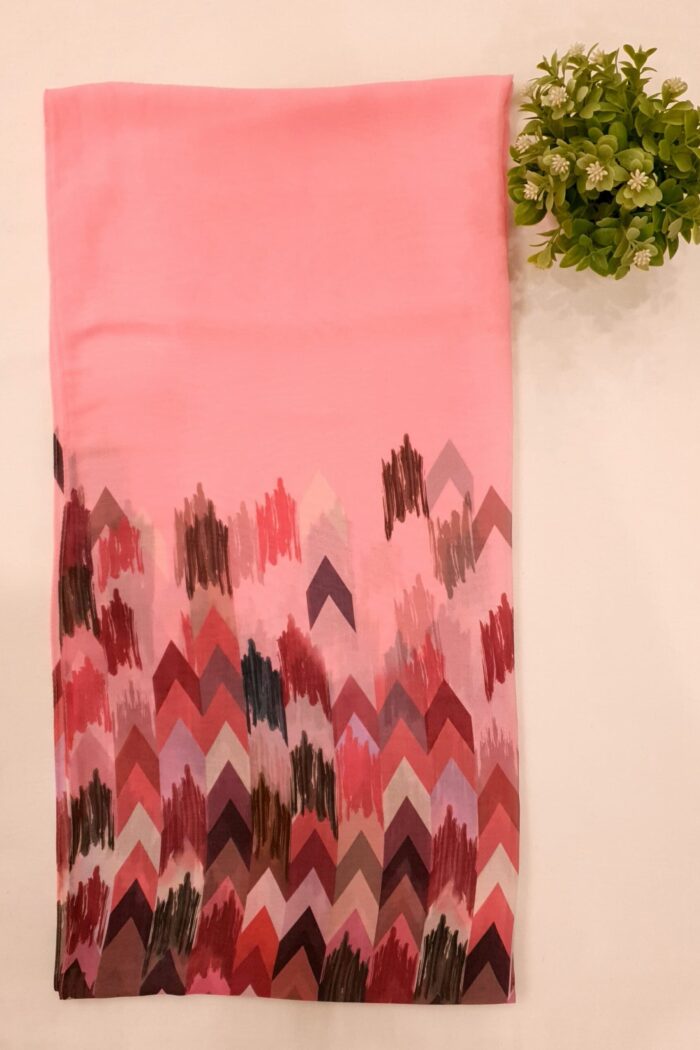 Alternative view of Shocking Pink - Arrow Stroke Stole – Georgette | 70" x 26" | Bold & Artistic