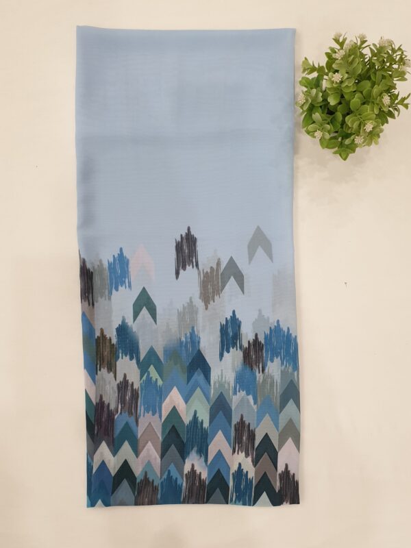 Sky Blue - Arrow Stroke Stole –  Georgette | 70" x 26" | Lightweight & Artistic - Image 2