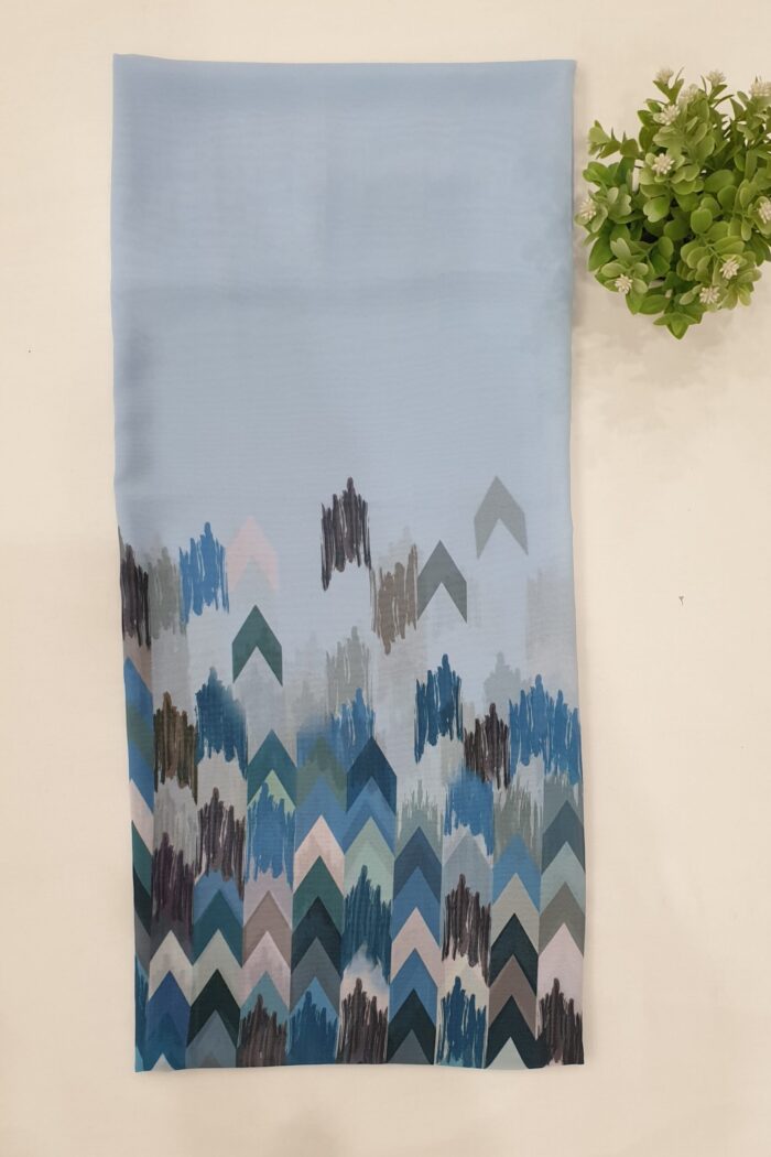 Alternative view of Sky Blue - Arrow Stroke Stole –  Georgette | 70" x 26" | Lightweight & Artistic