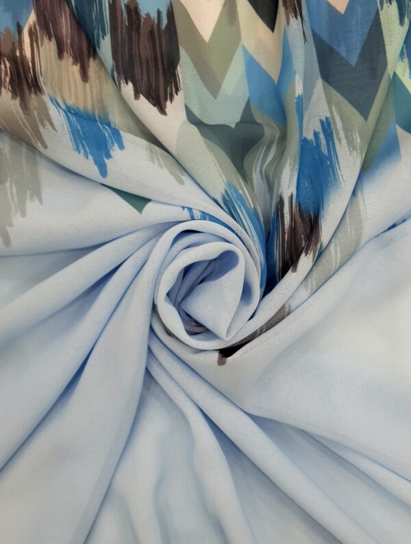 Sky Blue - Arrow Stroke Stole –  Georgette | 70" x 26" | Lightweight & Artistic - Image 3