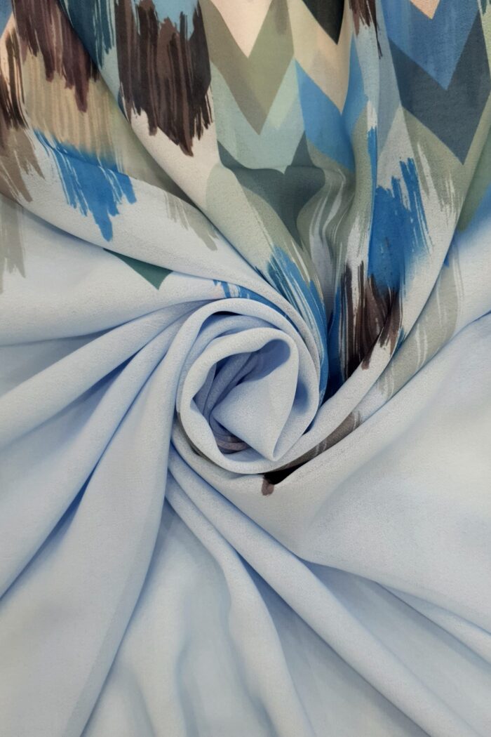Sky Blue - Arrow Stroke Stole – Georgette | 70" x 26" | Lightweight & Artistic - Image 3