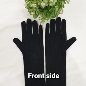 Black Nylon Hijabi Gloves – Elegant Coverage with Floral Motif