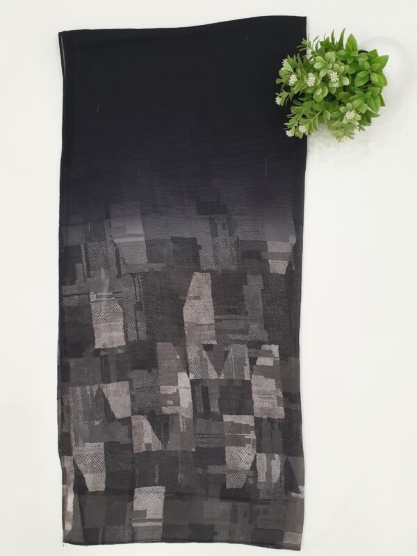 Black Georgette - Box Stroke Stole | Elegant & Artistic | 70" x 26" | - Image 2