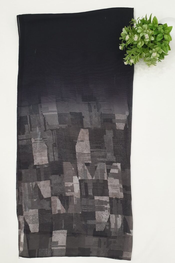Alternative view of Black Georgette - Box Stroke Stole | Elegant & Artistic | 70" x 26" |