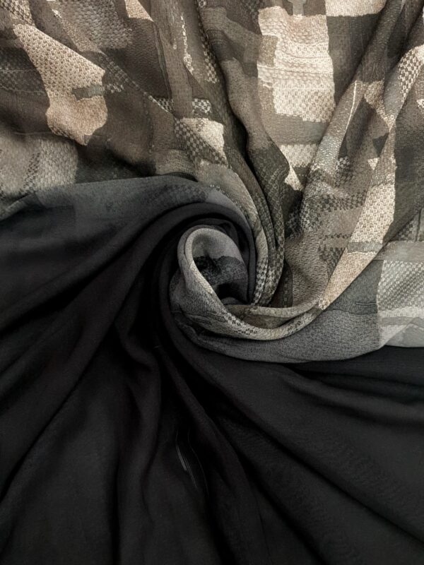 Black Georgette - Box Stroke Stole | Elegant & Artistic | 70" x 26" | - Image 3