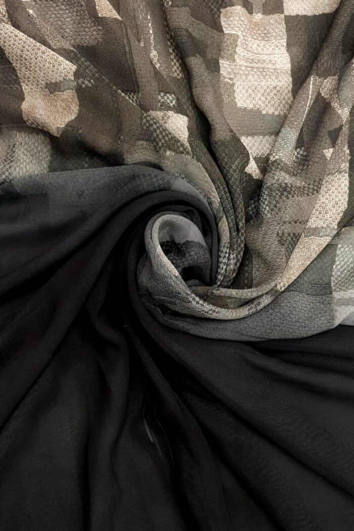 Black Georgette - Box Stroke Stole | Elegant & Artistic | 70" x 26" | - Image 3
