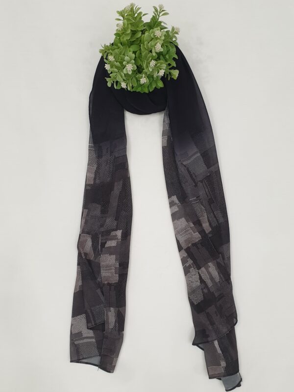 Black Georgette - Box Stroke Stole | Elegant & Artistic | 70" x 26" |