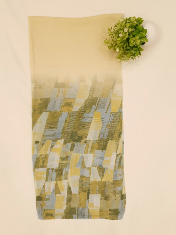 Lemon Green Georgette - Box Stroke Stole | Elegant & Artistic | 70" x 26" | - Image 2