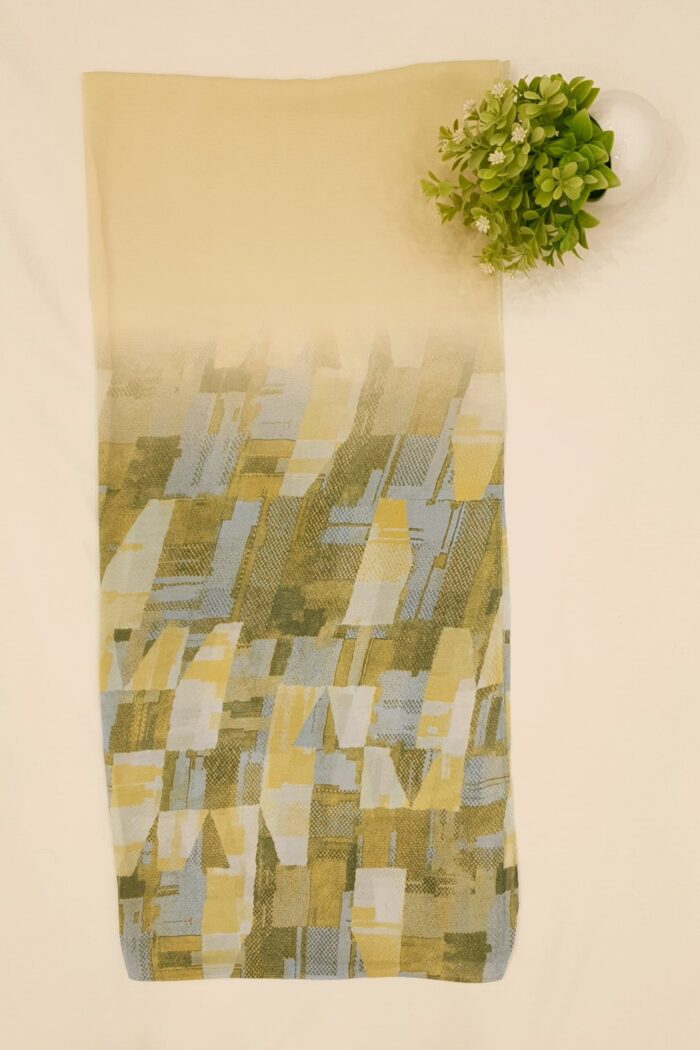 Alternative view of Lemon Green Georgette - Box Stroke Stole | Elegant & Artistic | 70" x 26" |
