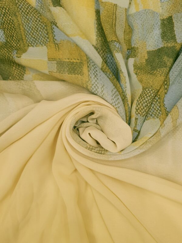 Lemon Green Georgette - Box Stroke Stole | Elegant & Artistic | 70" x 26" | - Image 3