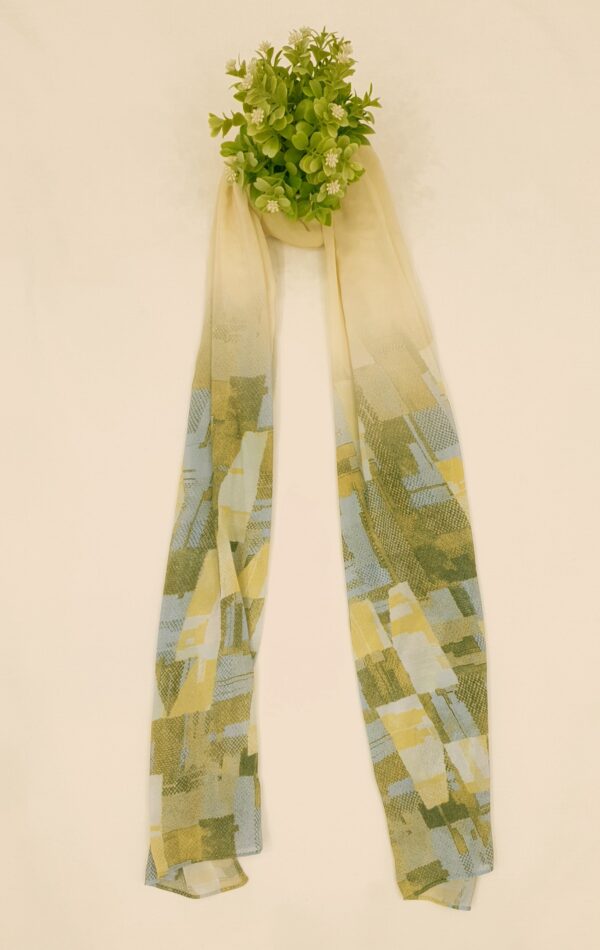 Lemon Green Georgette - Box Stroke Stole | Elegant & Artistic | 70" x 26" |