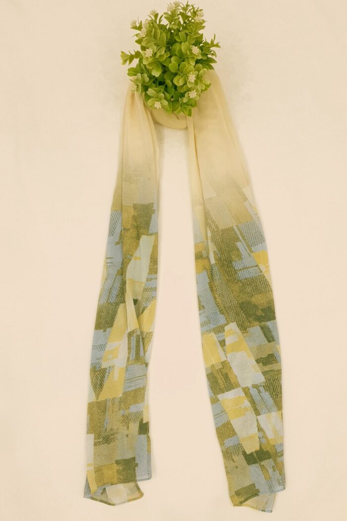 Lemon Green Georgette - Box Stroke Stole | Elegant & Artistic | 70" x 26" |