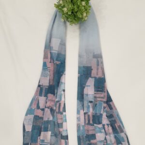 Light Blue Georgette - Box Stroke Stole | Elegant & Artistic | 70" x 26" |