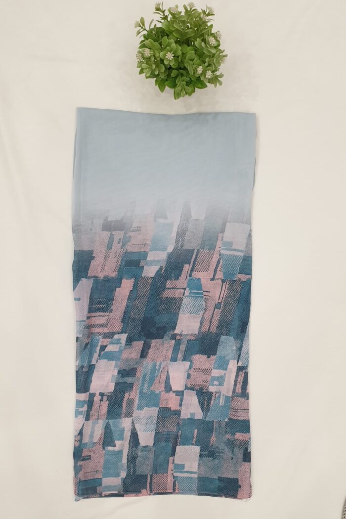 Alternative view of Light Blue Georgette - Box Stroke Stole | Elegant & Artistic | 70" x 26" |