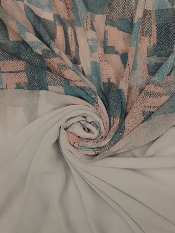 Light Blue Georgette - Box Stroke Stole | Elegant & Artistic | 70" x 26" | - Image 3