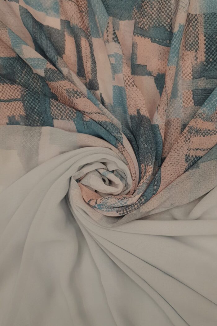 Light Blue Georgette - Box Stroke Stole | Elegant & Artistic | 70" x 26" | - Image 3