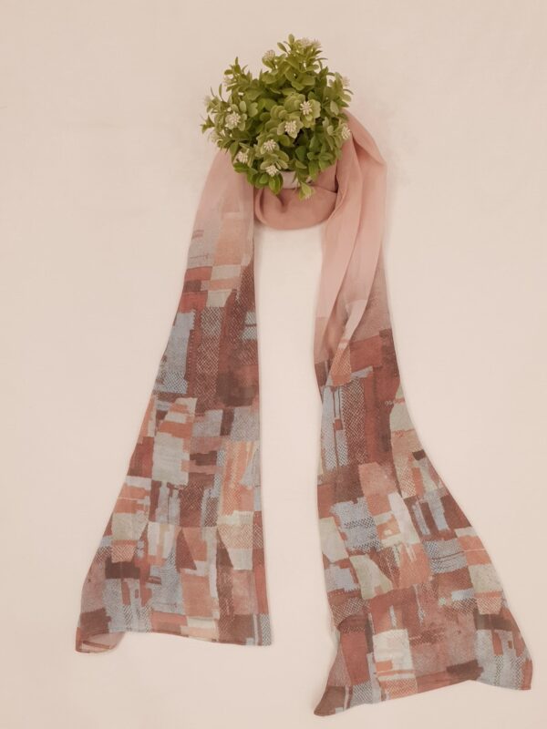 Light Pink Georgette - Box Stroke Stole | Elegant & Artistic | 70" x 26" |