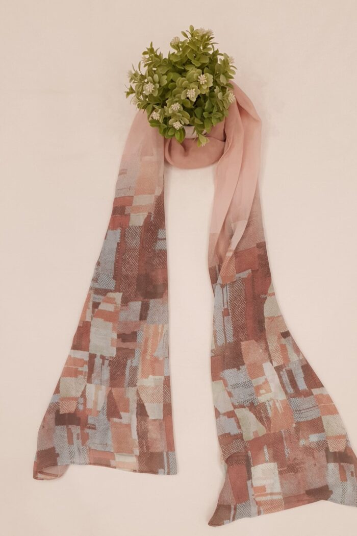 Light Pink Georgette - Box Stroke Stole | Elegant & Artistic | 70" x 26" |