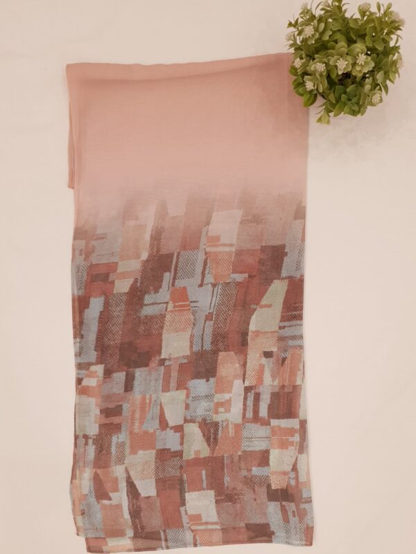 Light Pink Georgette - Box Stroke Stole | Elegant & Artistic | 70" x 26" | - Image 2