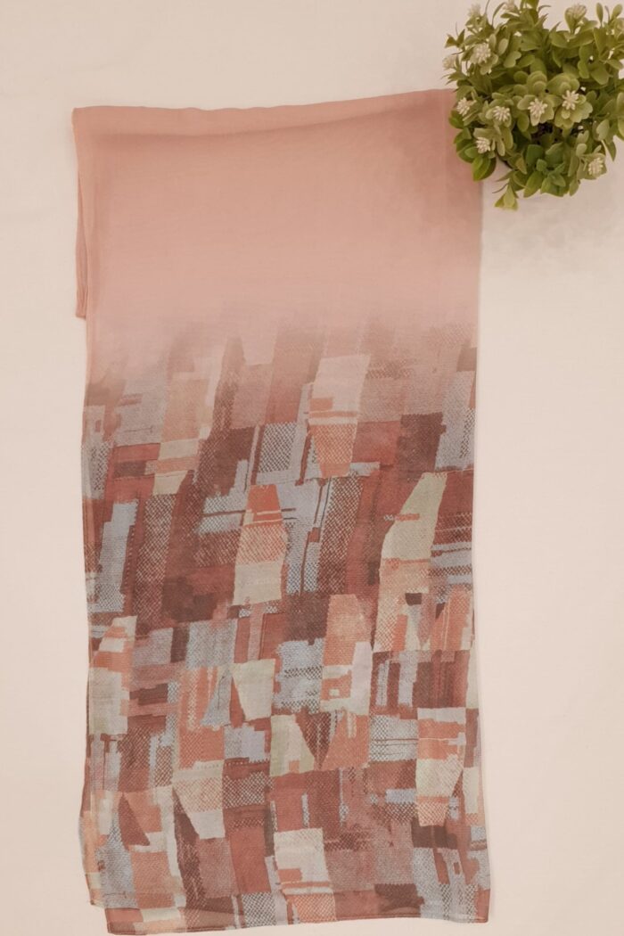 Alternative view of Light Pink Georgette - Box Stroke Stole | Elegant & Artistic | 70" x 26" |
