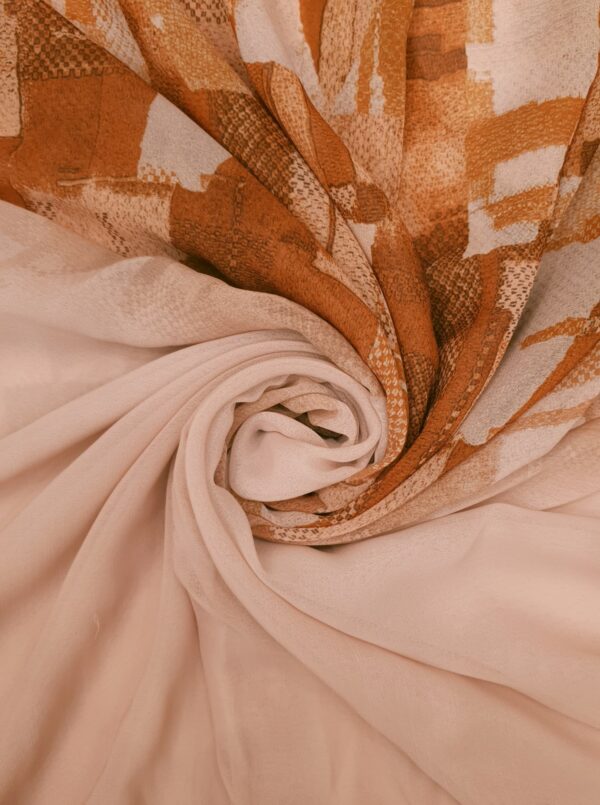 Light Tea Pink Georgette - Box Stroke Stole | Elegant & Artistic | 70" x 26" | - Image 3