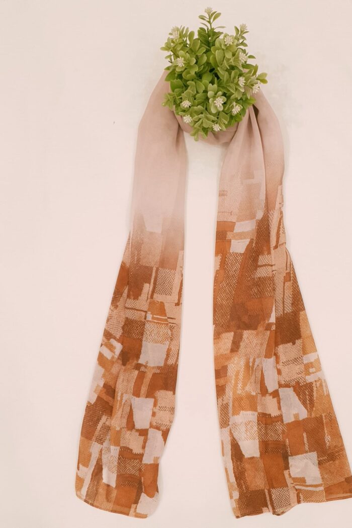 Light Tea Pink Georgette - Box Stroke Stole | Elegant & Artistic | 70" x 26" |