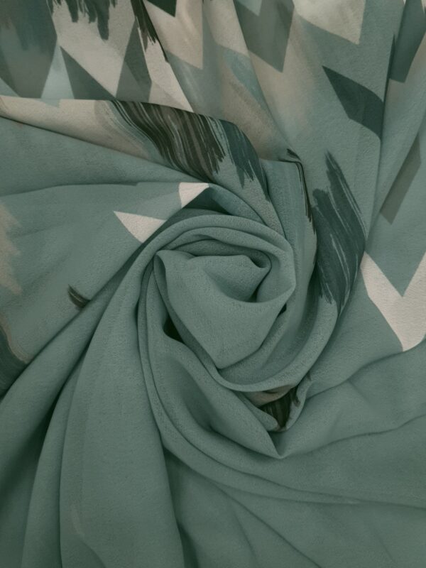 Ocean Green Georgette - Arrow Stroke Stole | Elegant & Artistic | 70" x 26" | - Image 3