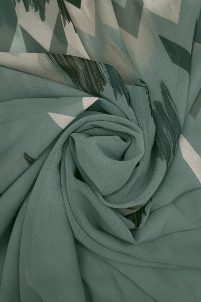 Ocean Green Georgette - Arrow Stroke Stole | Elegant & Artistic | 70" x 26" | - Image 3