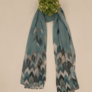 Ocean Green Georgette - Arrow Stroke Stole | Elegant & Artistic | 70" x 26" |