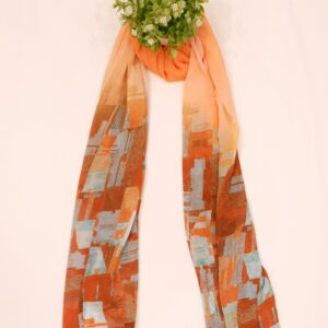 Orange Georgette Box Stroke Stole – Elegant & Artistic | 70" x 26" |
