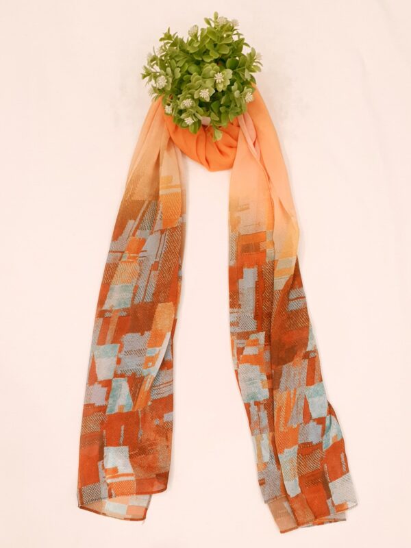 Orange Georgette Box Stroke Stole – Elegant & Artistic | 70" x 26" |