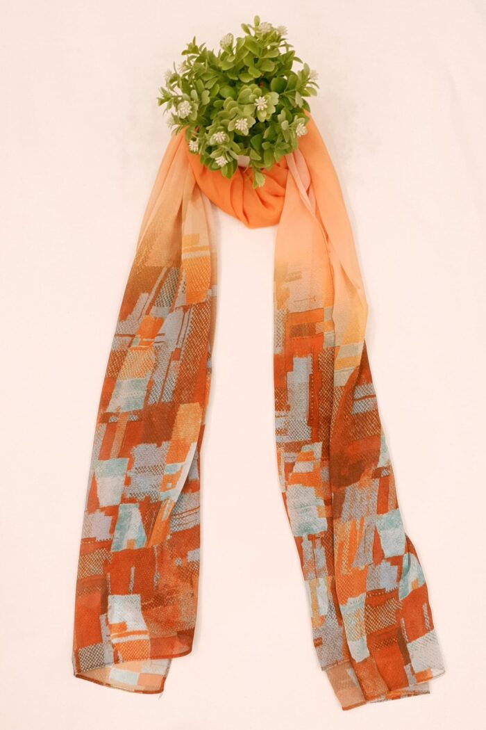 Orange Georgette Box Stroke Stole – Elegant & Artistic | 70" x 26" |