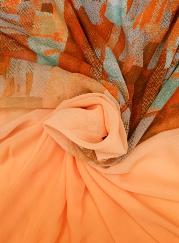 Orange Georgette Box Stroke Stole – Elegant & Artistic | 70" x 26" | - Image 3