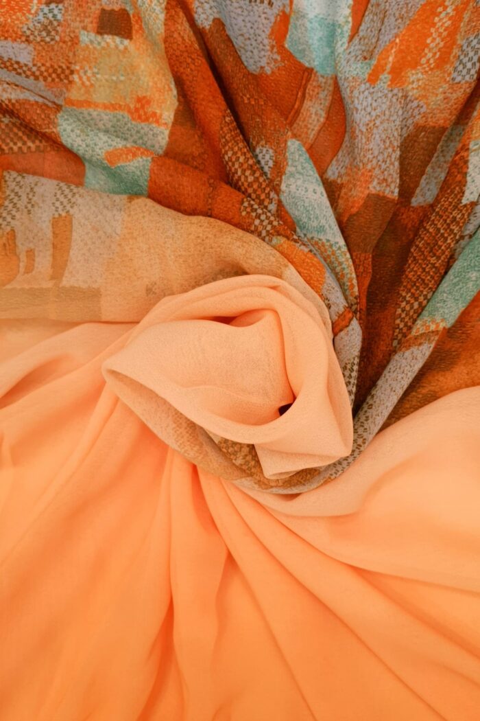 Orange Georgette Box Stroke Stole – Elegant & Artistic | 70" x 26" | - Image 3