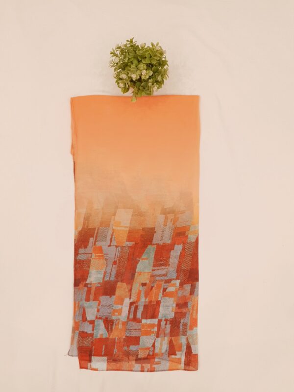 Orange Georgette Box Stroke Stole – Elegant & Artistic | 70" x 26" | - Image 2
