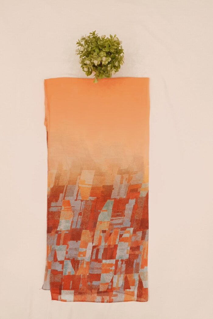 Alternative view of Orange Georgette Box Stroke Stole – Elegant & Artistic | 70" x 26" |