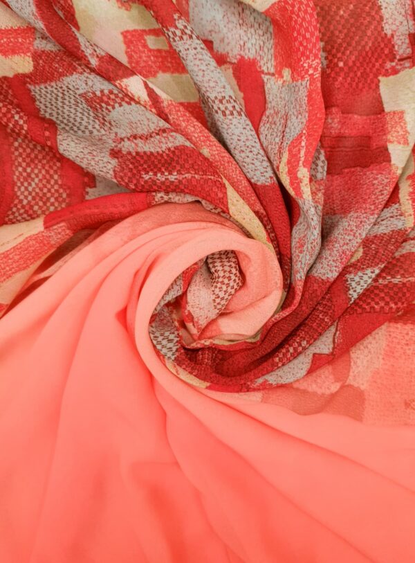 Pink Red Georgette - Box Stroke Stole – | Elegant & Artistic| 70" x 26" - Image 3