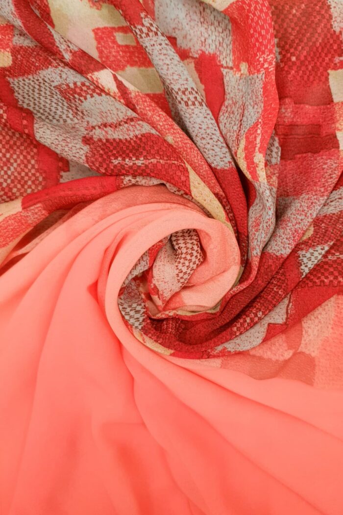 Pink Red Georgette - Box Stroke Stole – | Elegant & Artistic| 70" x 26" - Image 3