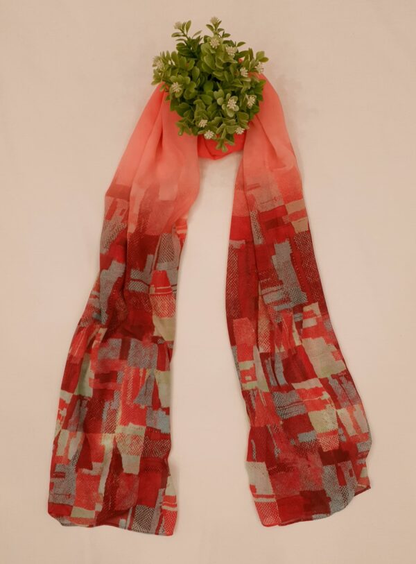 Pink Red Georgette - Box Stroke Stole – | Elegant & Artistic| 70" x 26"